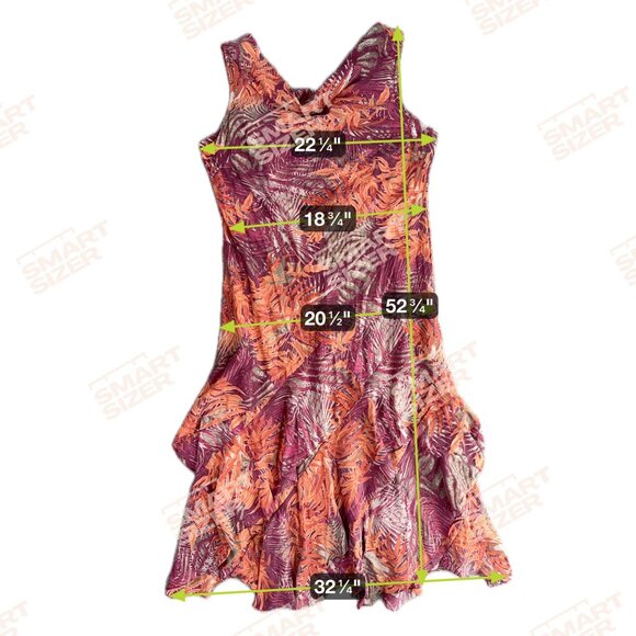 Vtg Paradise NY Maxi Dress XL Tropical Asymmetrical Hem‎ Ruffle Resortwear - Picture 2 of 6